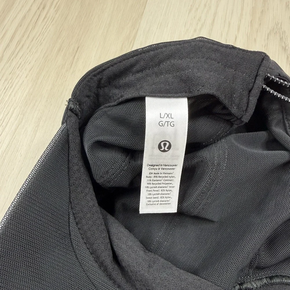 Lululemon Cap Mesh Panel Running Hat Black Adjustable String Size L/XL